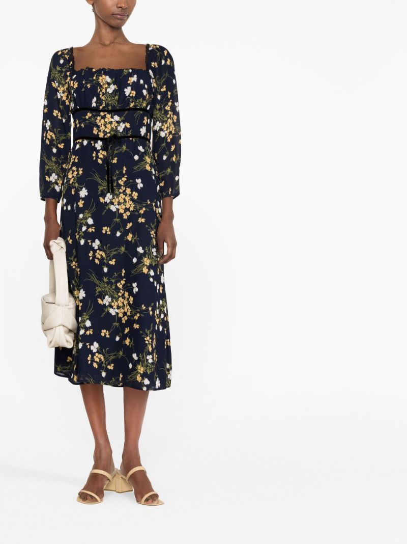 Black Pennie Floral Print Midi Dress