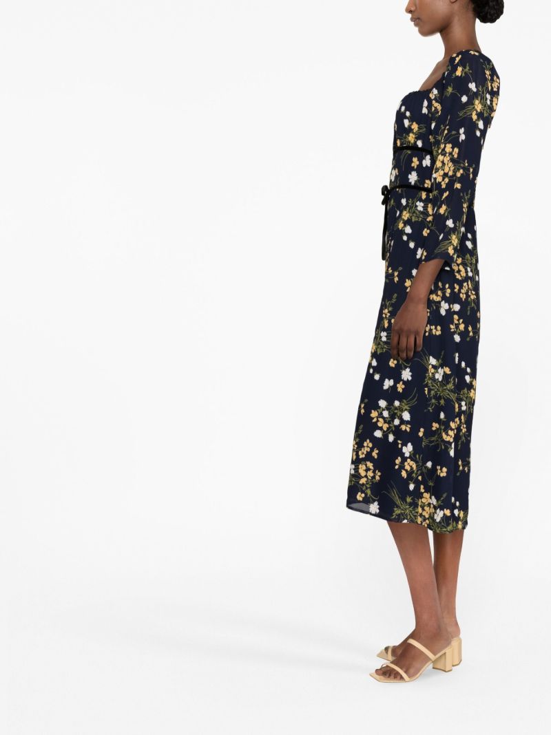 Black Pennie Floral Print Midi Dress