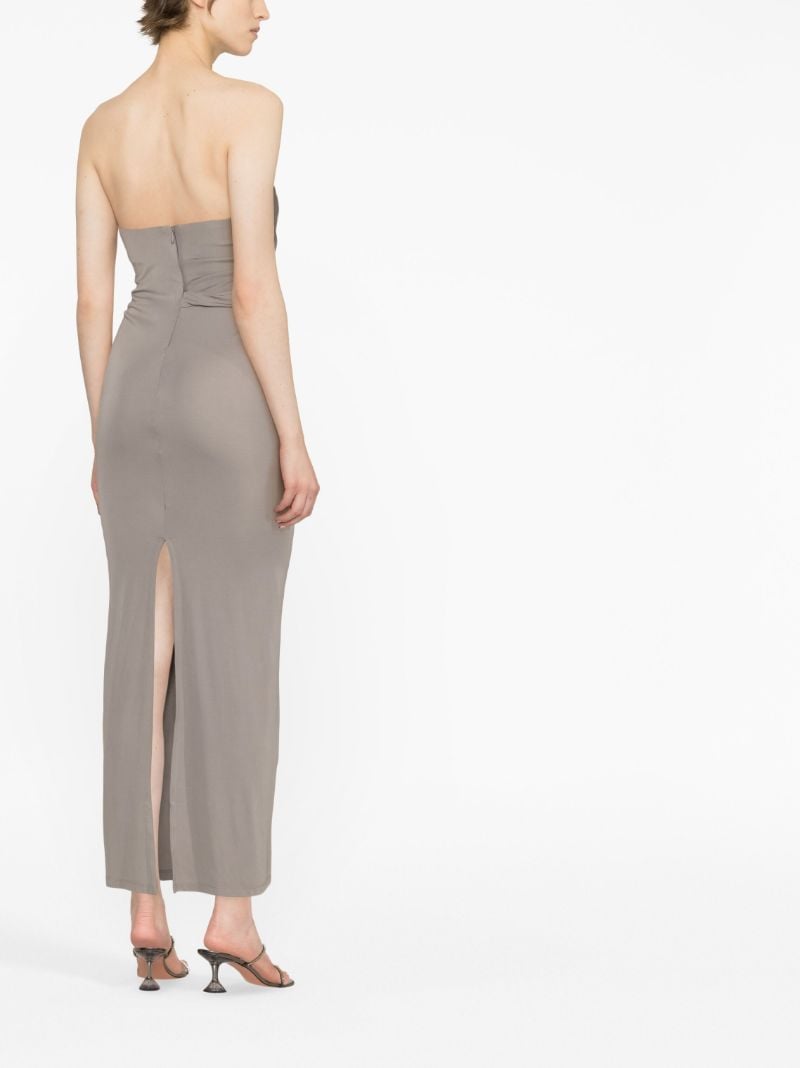 Grey Strapless Ruched Maxi Dress