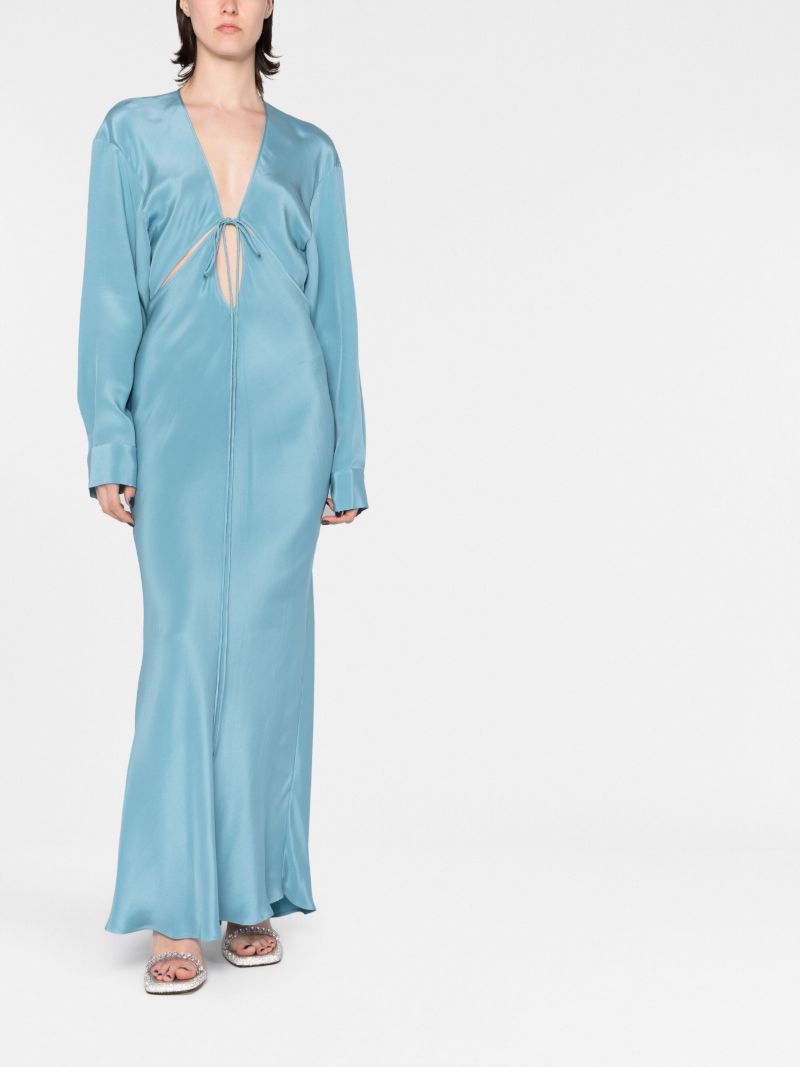 Blue Triquetra Cut-out Silk Gown