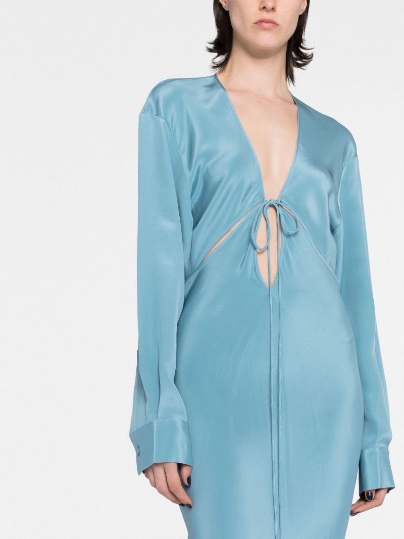 Blue Triquetra Cut-out Silk Gown