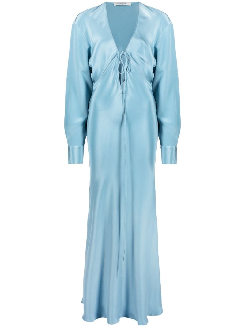 Blue Triquetra Cut-out Silk Gown