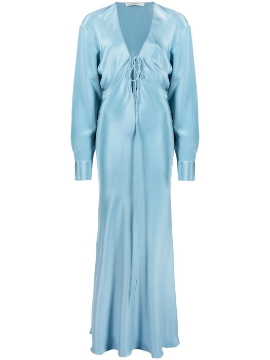 Blue Triquetra Cut-out Silk Gown