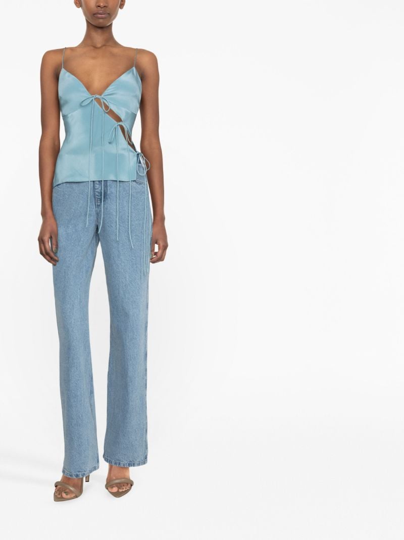 Blue Slope Tie-front Silk Camisole Top