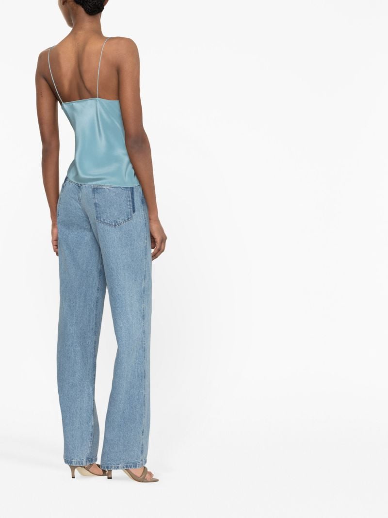 Blue Slope Tie-front Silk Camisole Top
