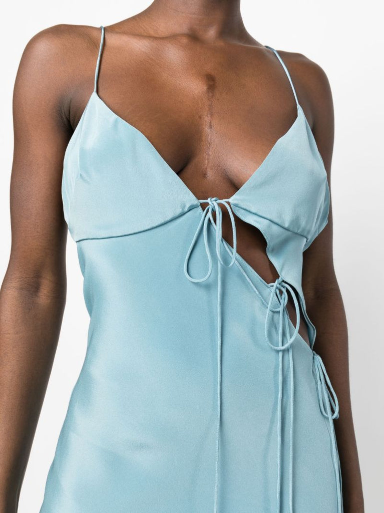 Blue Slope Silk Maxi Dress