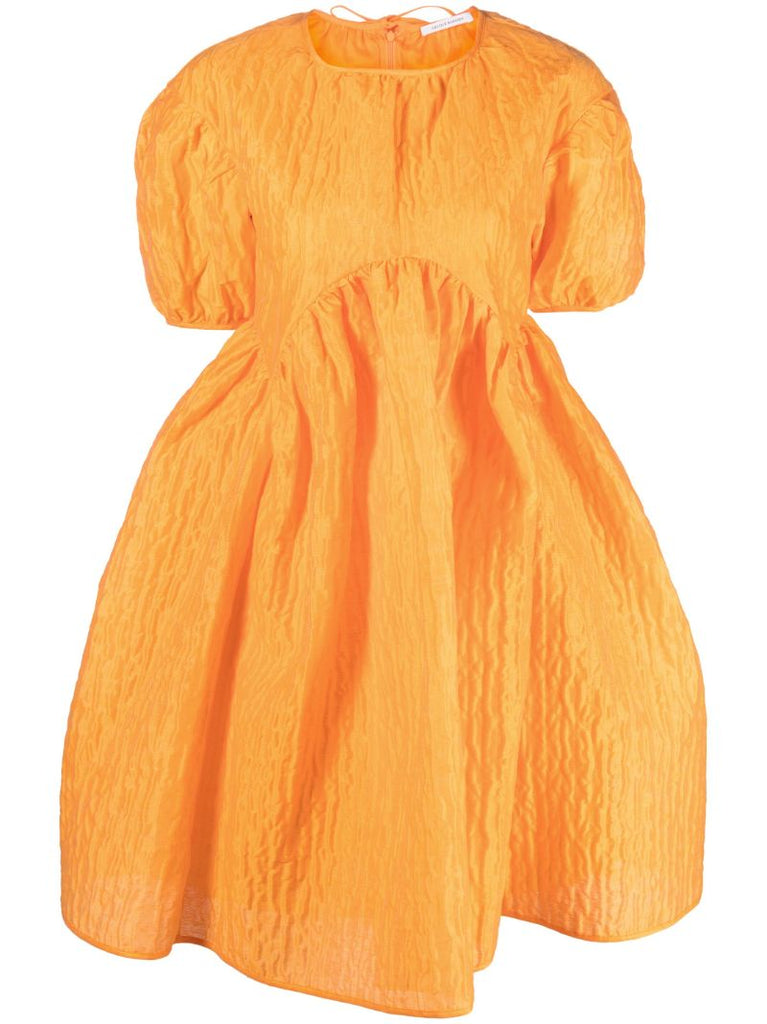 Orange Thelma Gathered MatelassÃ_x0083_Â© Mini Dress