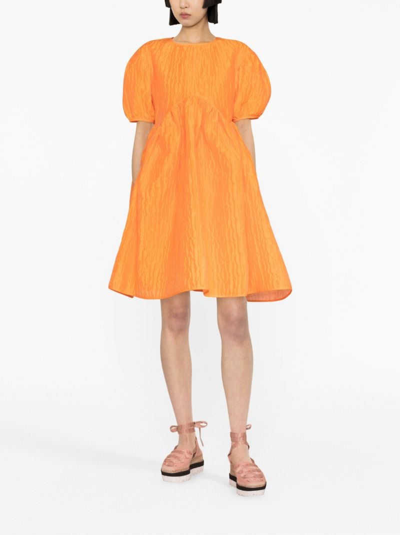 Orange Thelma Gathered MatelassÃ_x0083_Â© Mini Dress