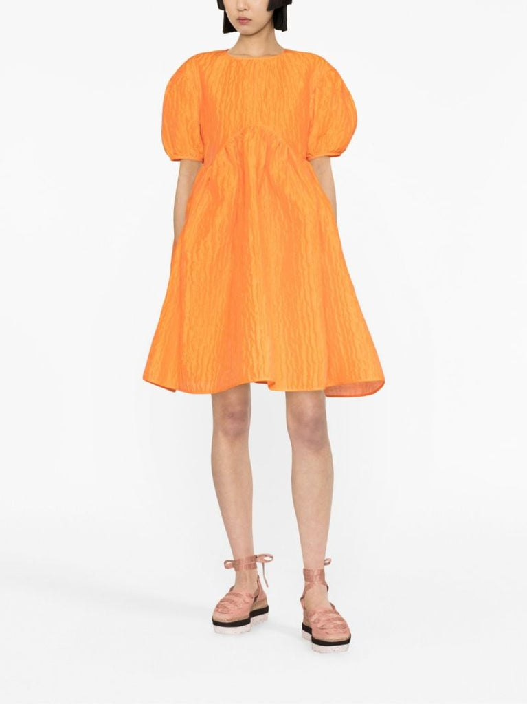 Orange Thelma Gathered MatelassÃ_x0083_Â© Mini Dress