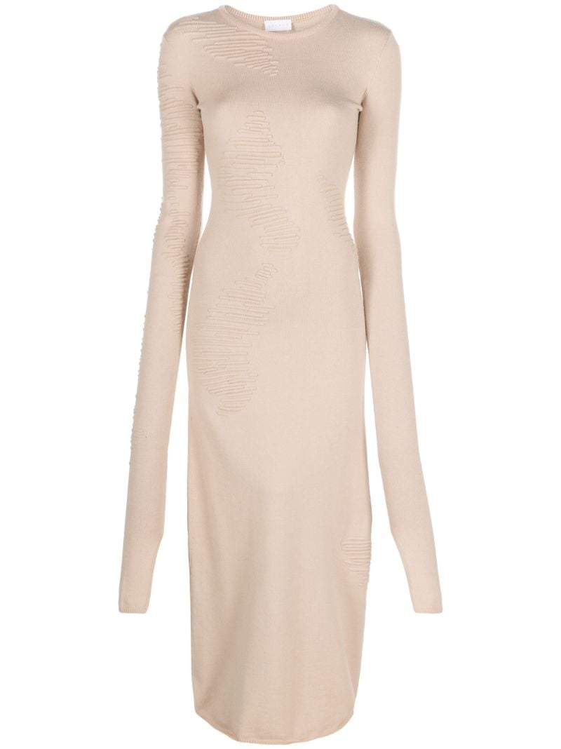 Beige Muscle Long Sleeved Dress