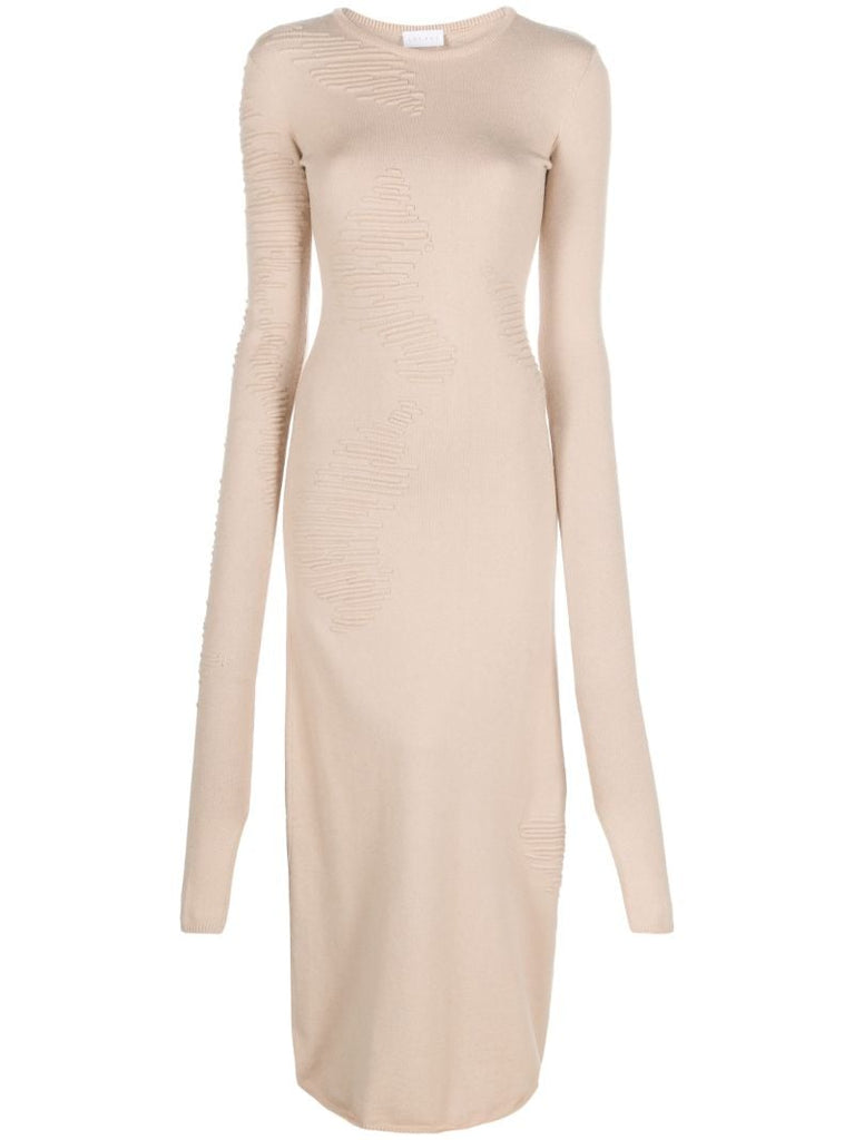 Beige Muscle Long Sleeved Dress