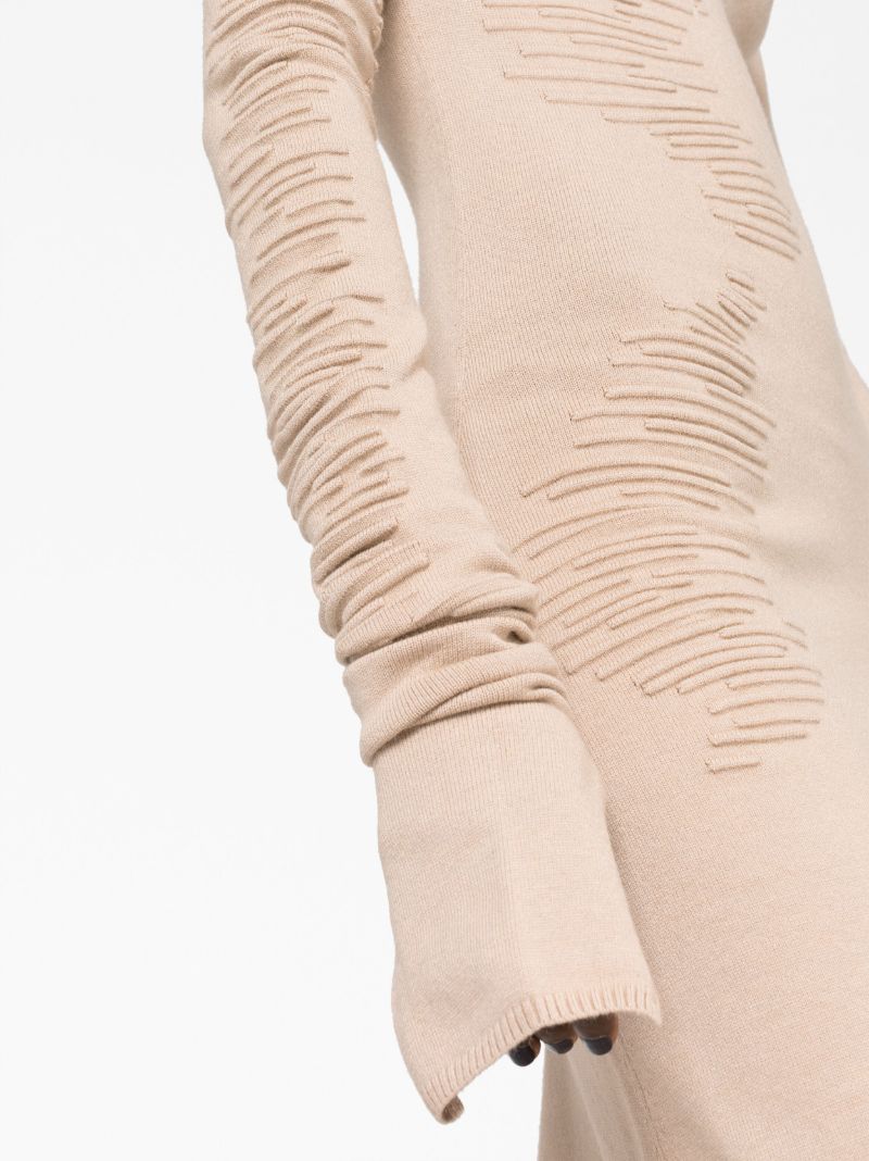 Beige Muscle Long Sleeved Dress
