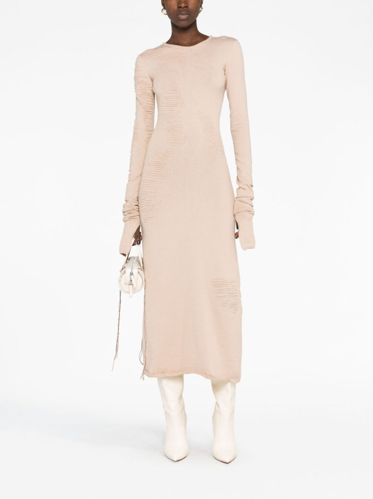 Beige Muscle Long Sleeved Dress