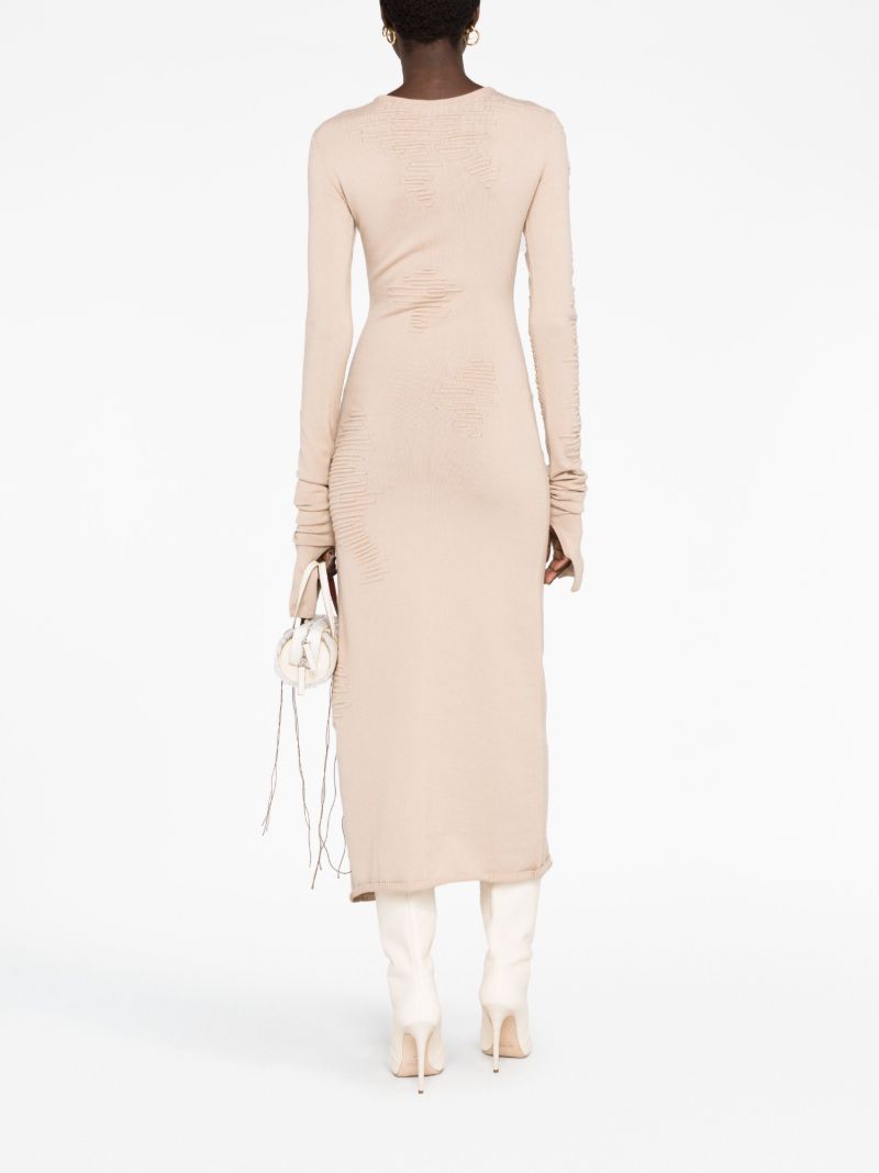 Beige Muscle Long Sleeved Dress