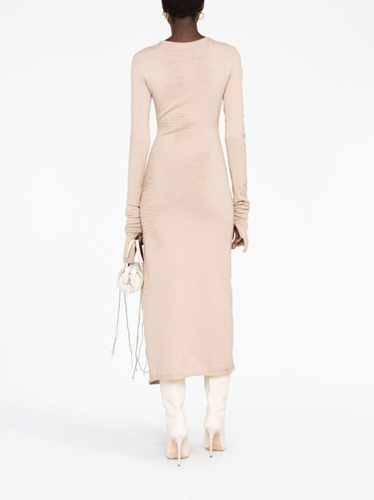 Beige Muscle Long Sleeved Dress