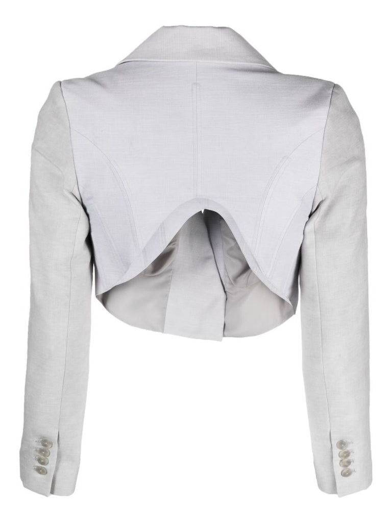Grey Cropped Tuxedo Jacket