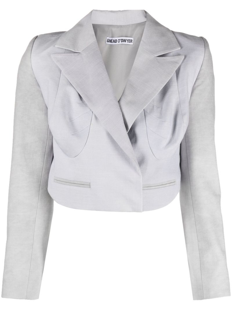 Grey Cropped Tuxedo Jacket