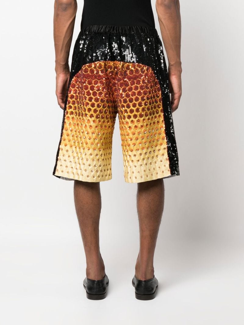 Yellow Sequin Panelled Shorts