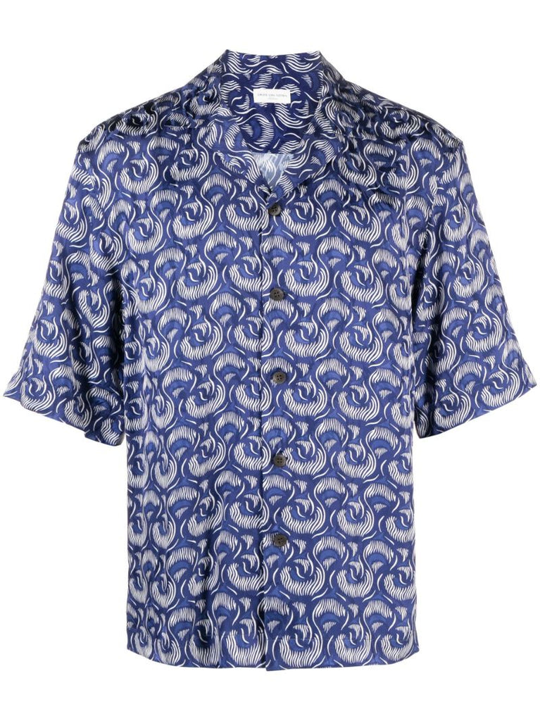 Blue Motif Print Shirt
