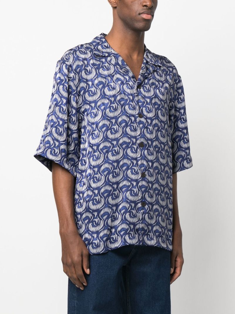Blue Motif Print Shirt