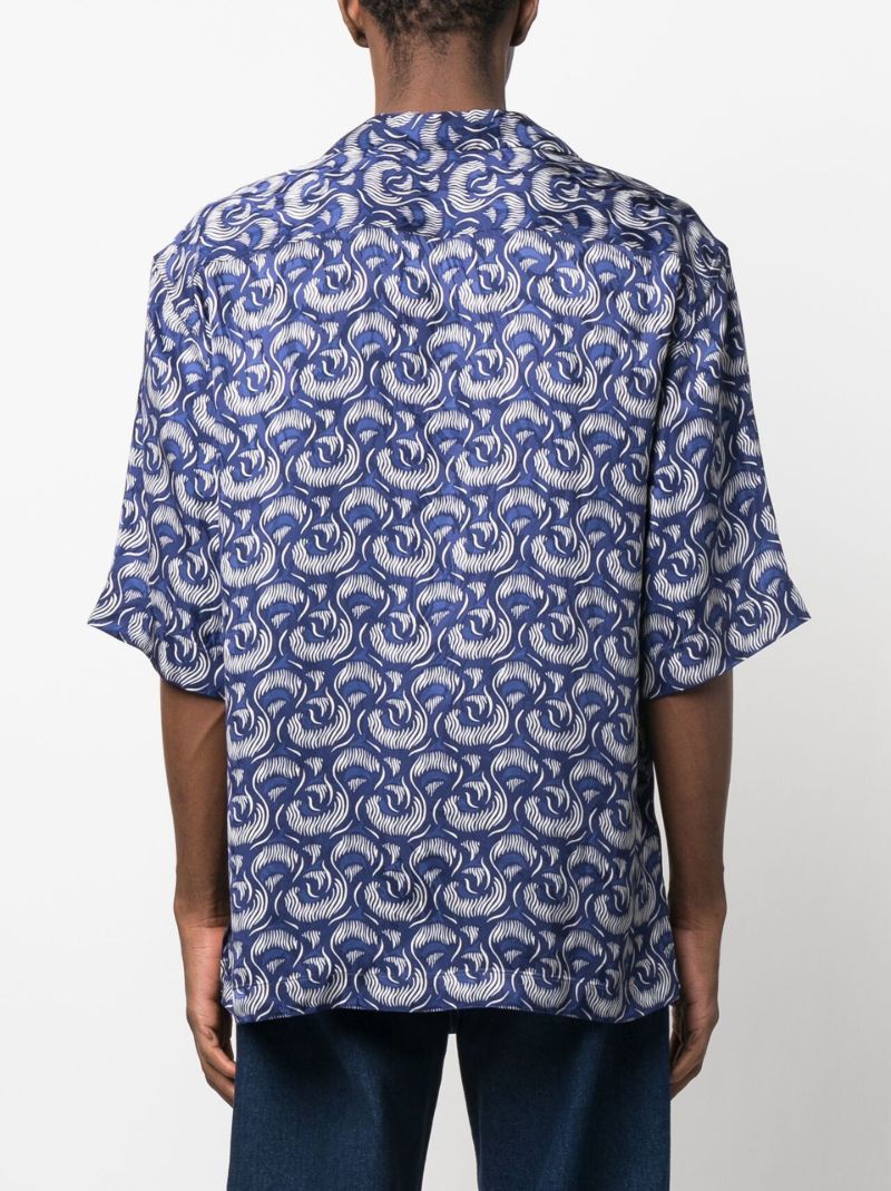 Blue Motif Print Shirt