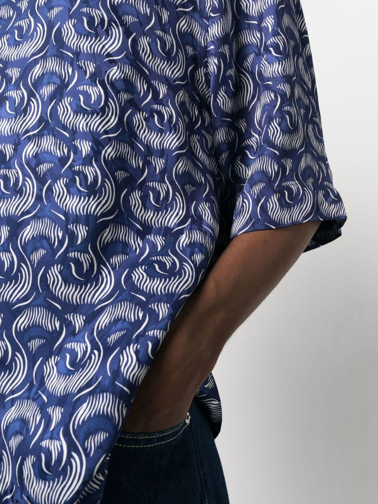 Blue Motif Print Shirt