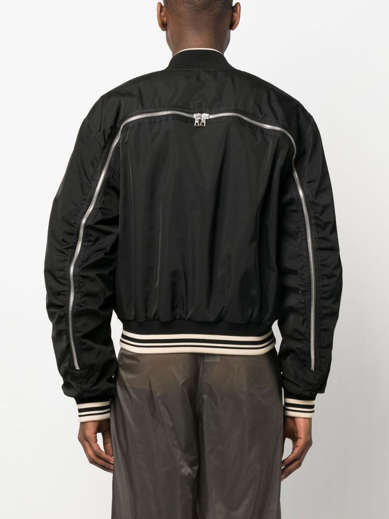 Black Striped Detailing Bomber Jacket