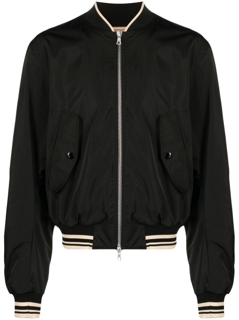 Black Striped Detailing Bomber Jacket