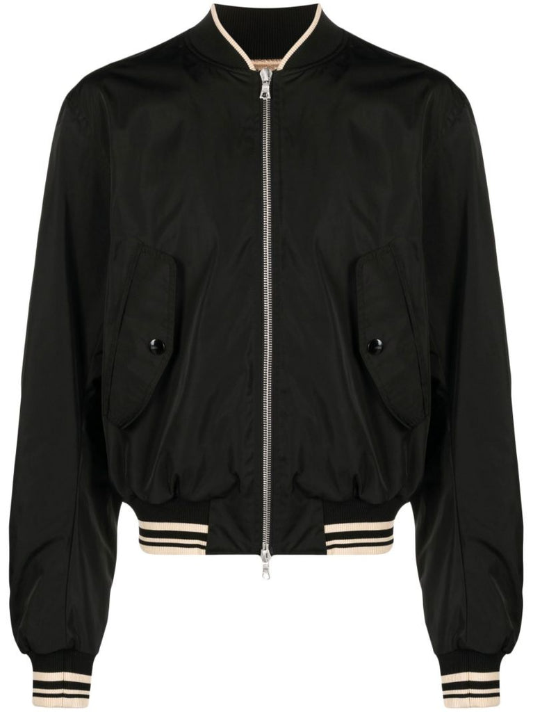 Black Striped Detailing Bomber Jacket