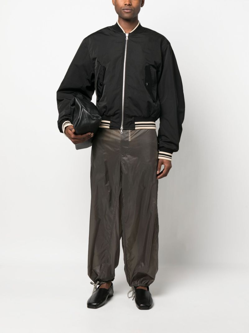 Black Striped Detailing Bomber Jacket