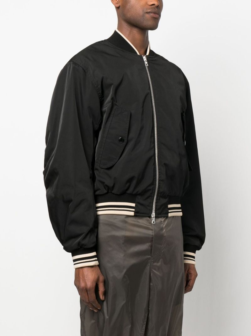 Black Striped Detailing Bomber Jacket