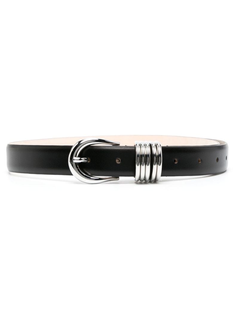 Black Hollyhock Leather Belt