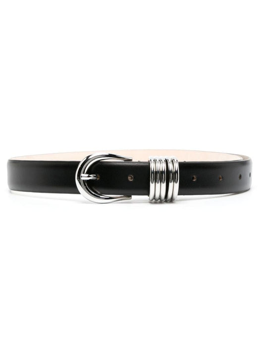 Black Hollyhock Leather Belt
