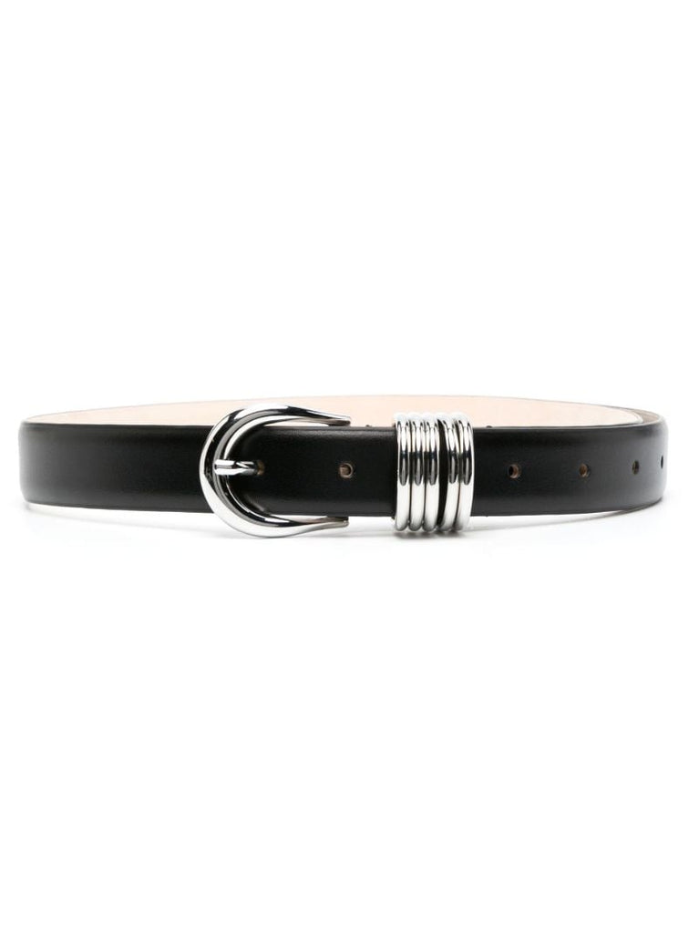 Black Hollyhock Leather Belt