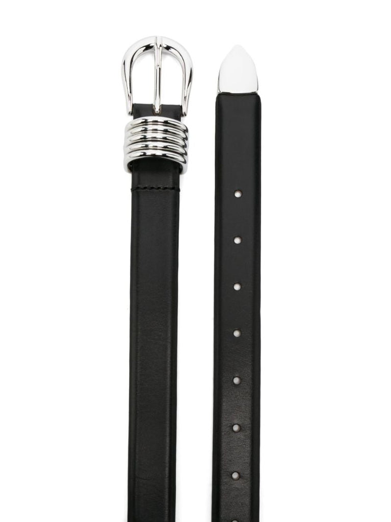 Black Hollyhock Leather Belt