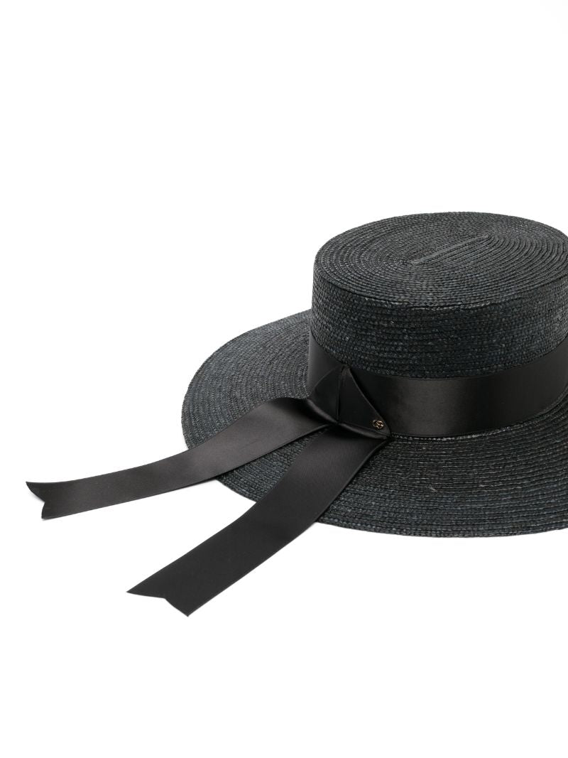 Black Dakota Raffia Boater Hat