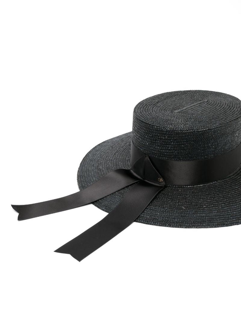 Black Dakota Raffia Boater Hat