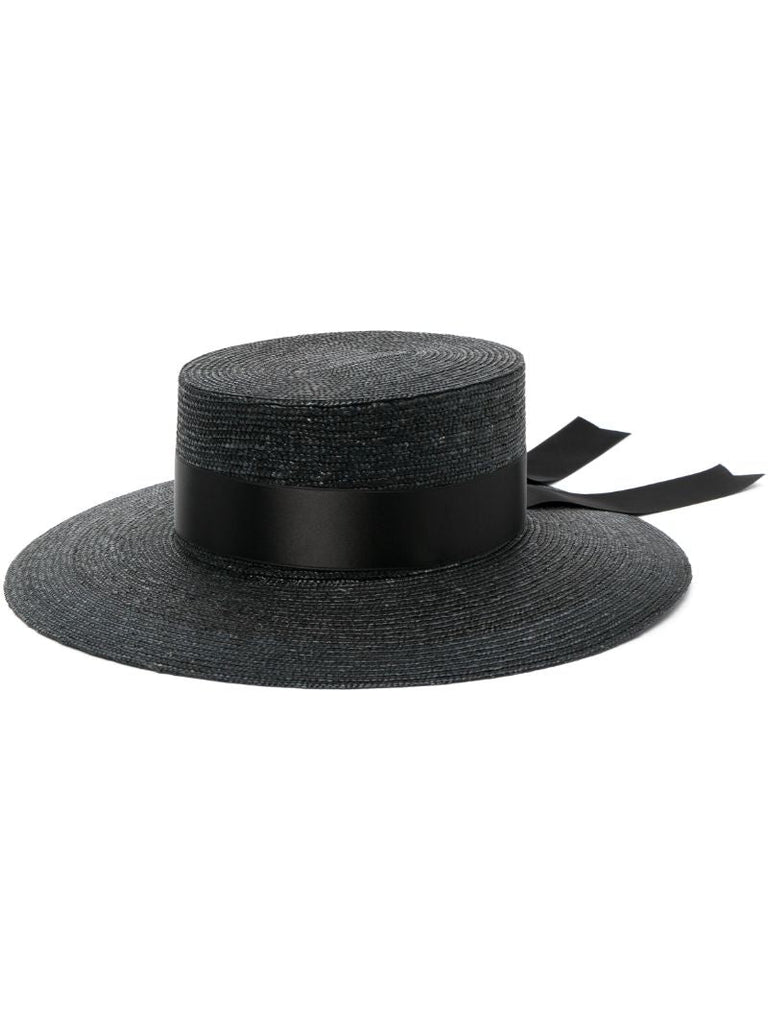 Black Dakota Raffia Boater Hat