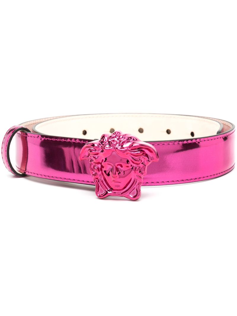 Pink Medusa Metallic Leather Belt