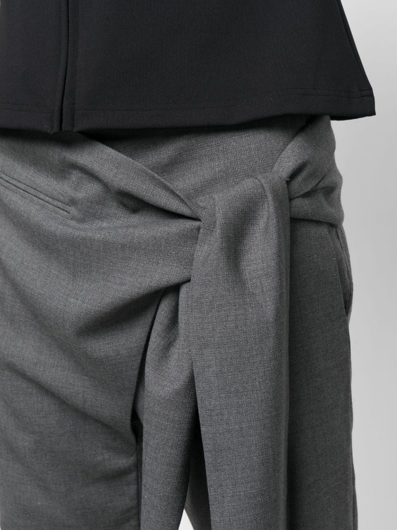 Grey Tie Fastening Wool Shorts