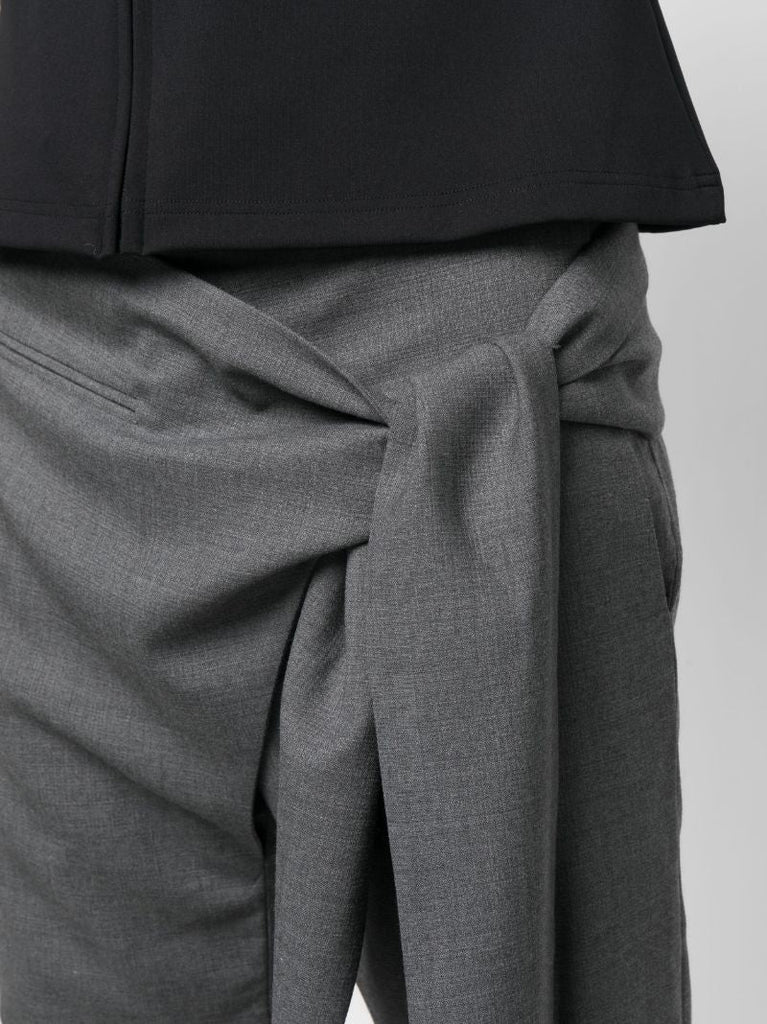 Grey Tie Fastening Wool Shorts