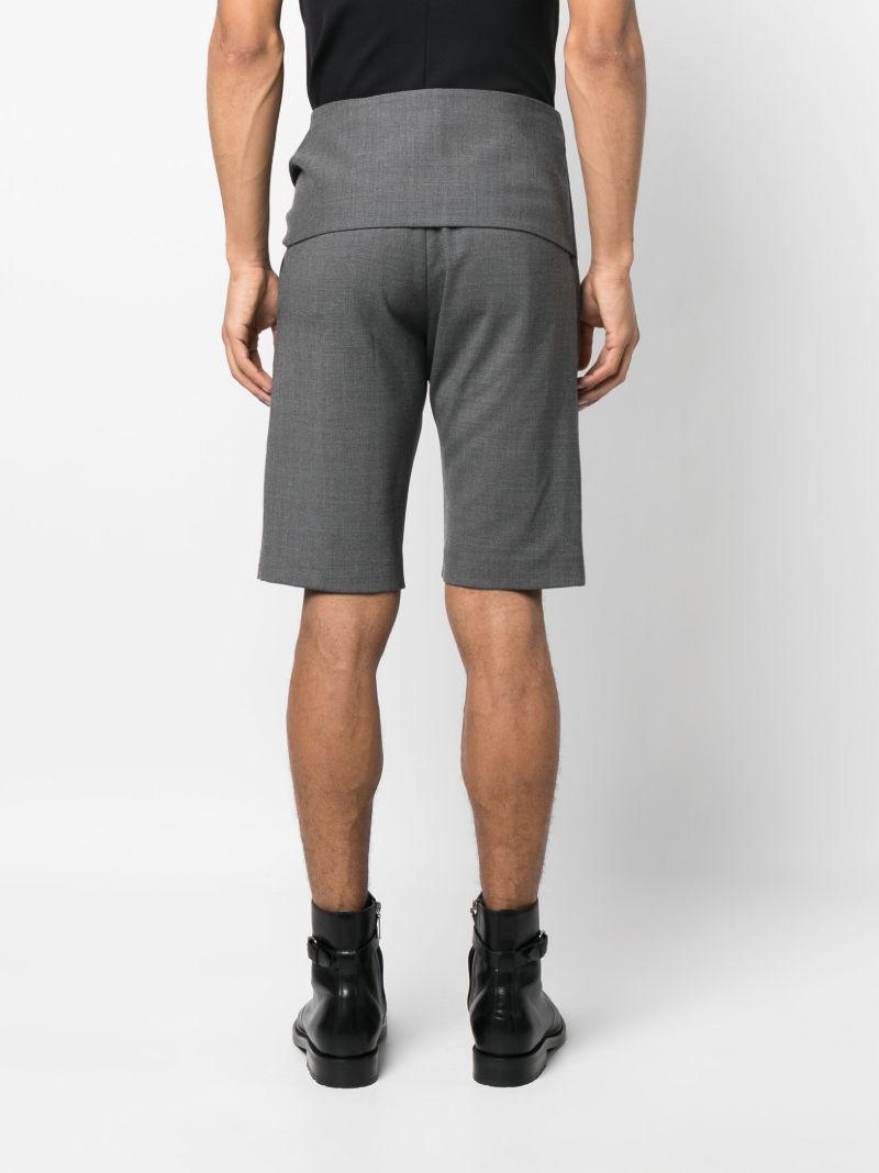 Grey Tie Fastening Wool Shorts