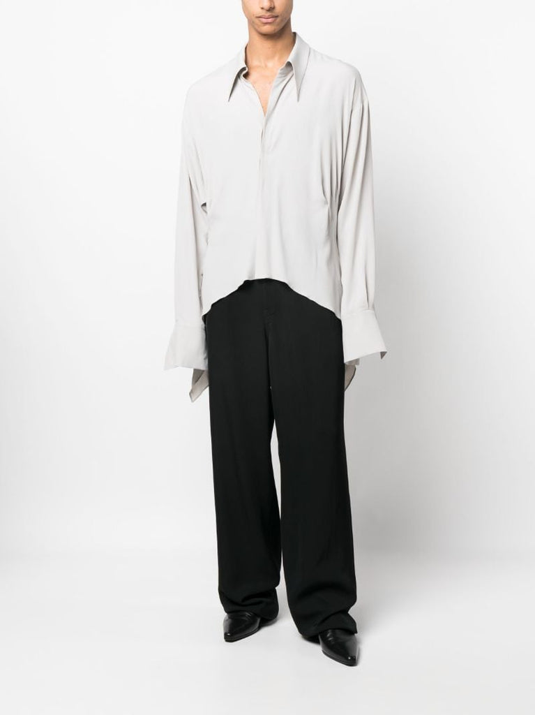 Neutral Gathered Long-sleeve T-shirt
