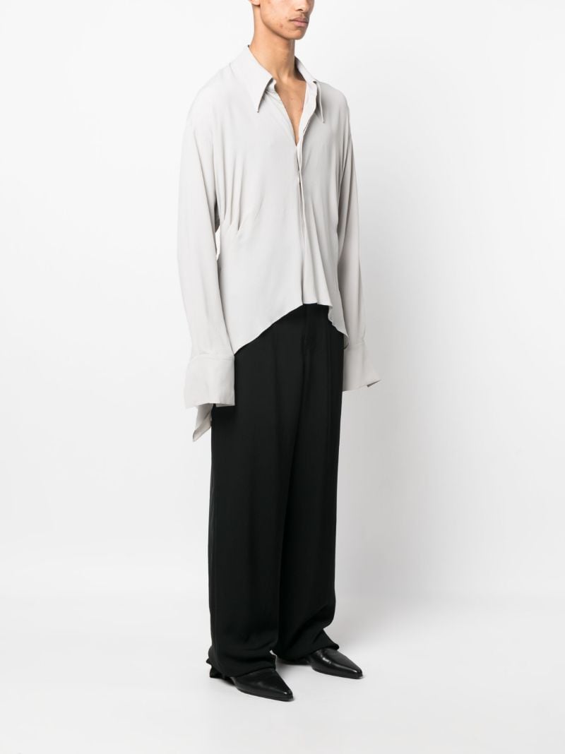 Neutral Gathered Long-sleeve T-shirt