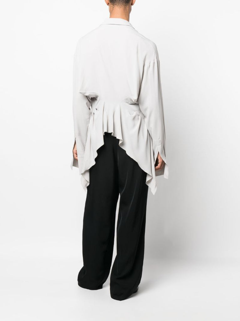 Neutral Gathered Long-sleeve T-shirt
