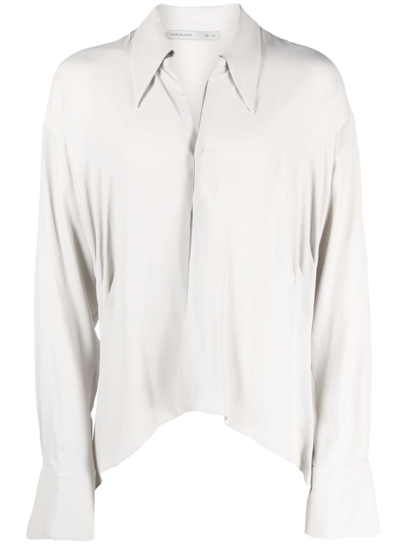 Neutral Gathered Long-sleeve T-shirt