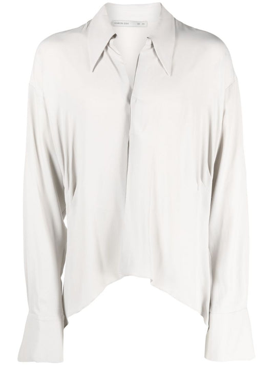 Neutral Gathered Long-sleeve T-shirt