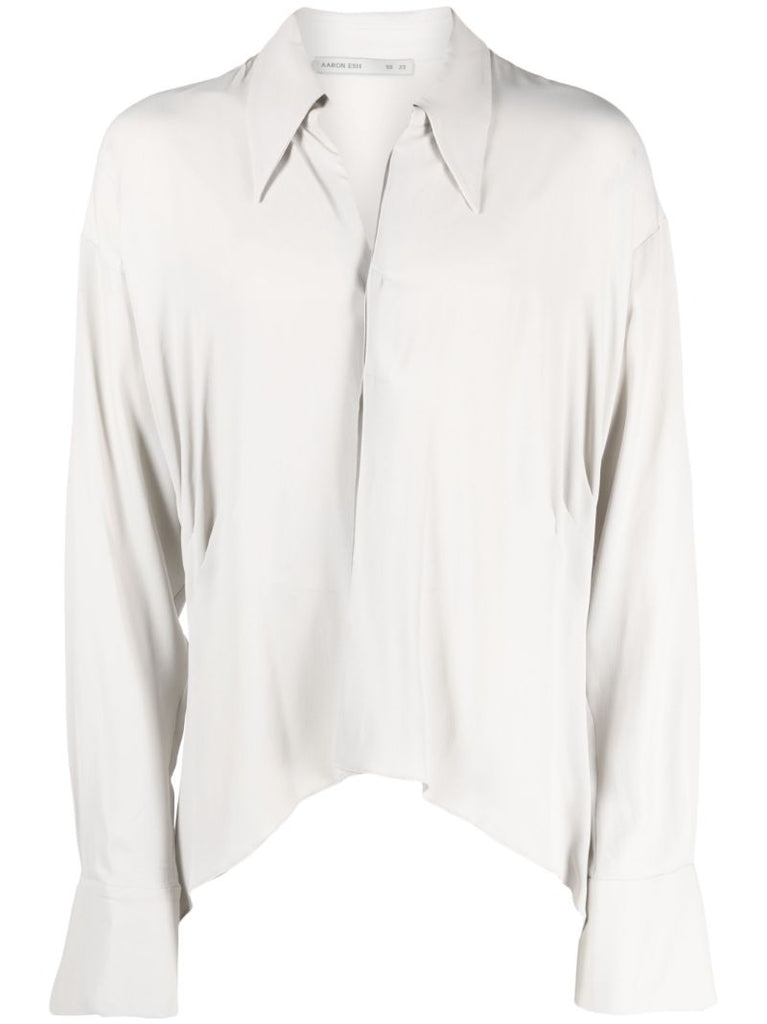Neutral Gathered Long-sleeve T-shirt
