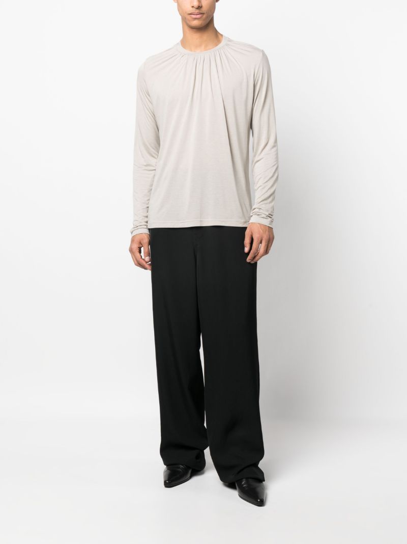 Grey Gathered Cotton T-shirt