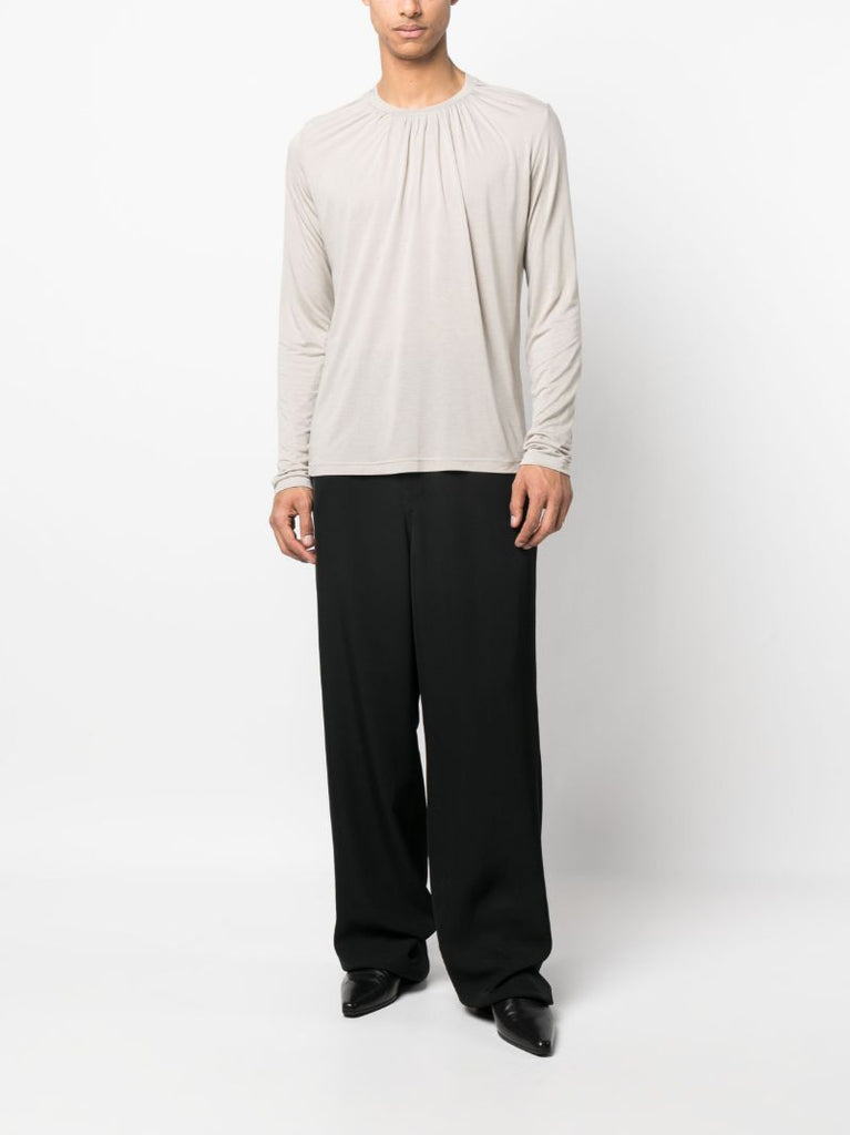 Grey Gathered Cotton T-shirt